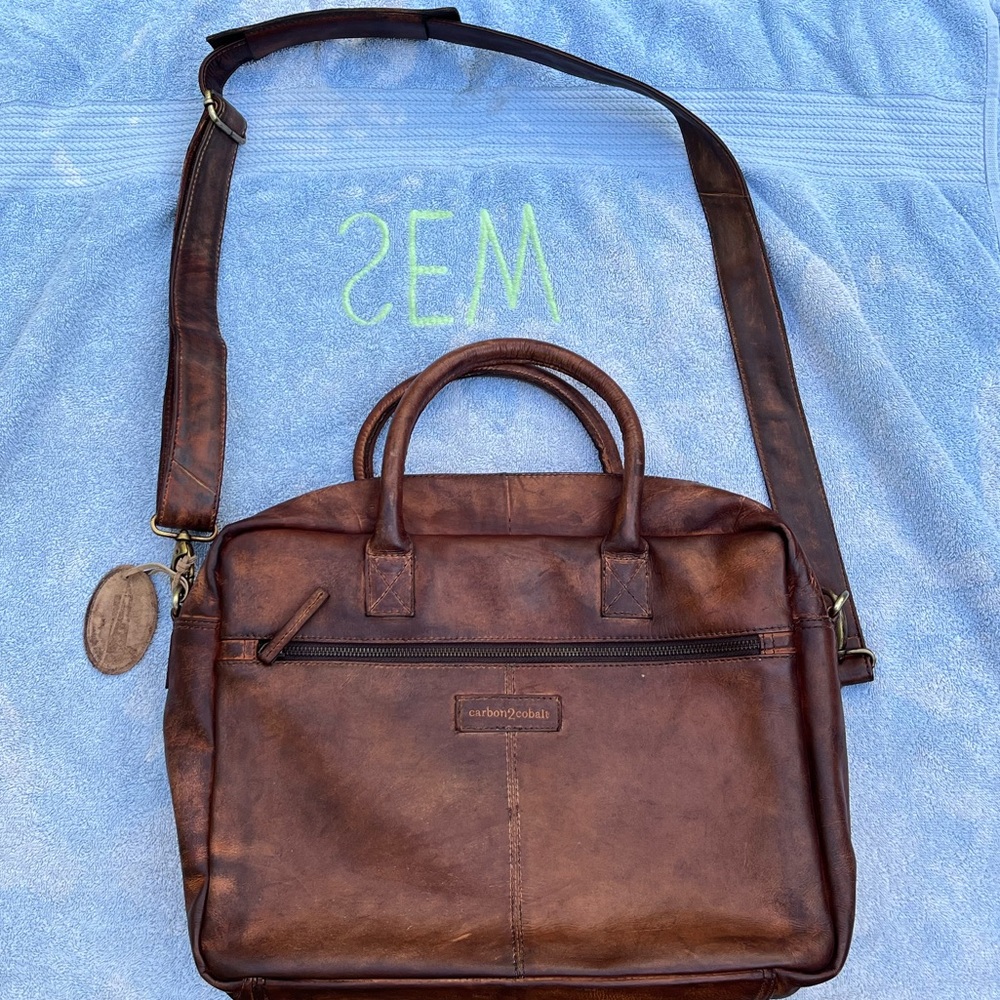 Carbon2Cobalt Leather Briefcase